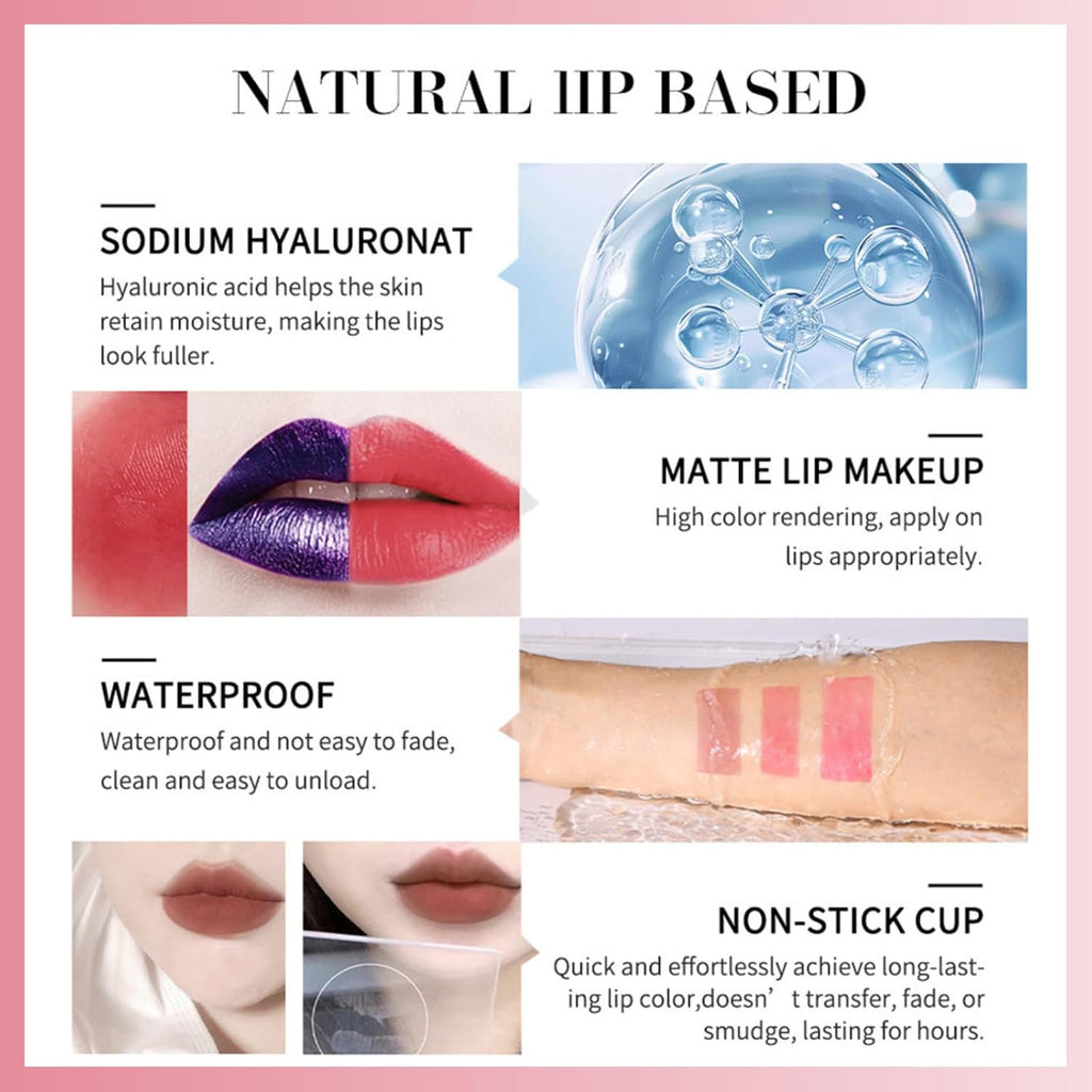 Lip Stain Non-Stick Cup Peel off Lip Stain Lip Tint Peel off Makeup for Women Extreme Amazing Make up Peel off Lip Tint Long Lasting Matte Finish Liquid Lipstick (#2 Cool Rose)