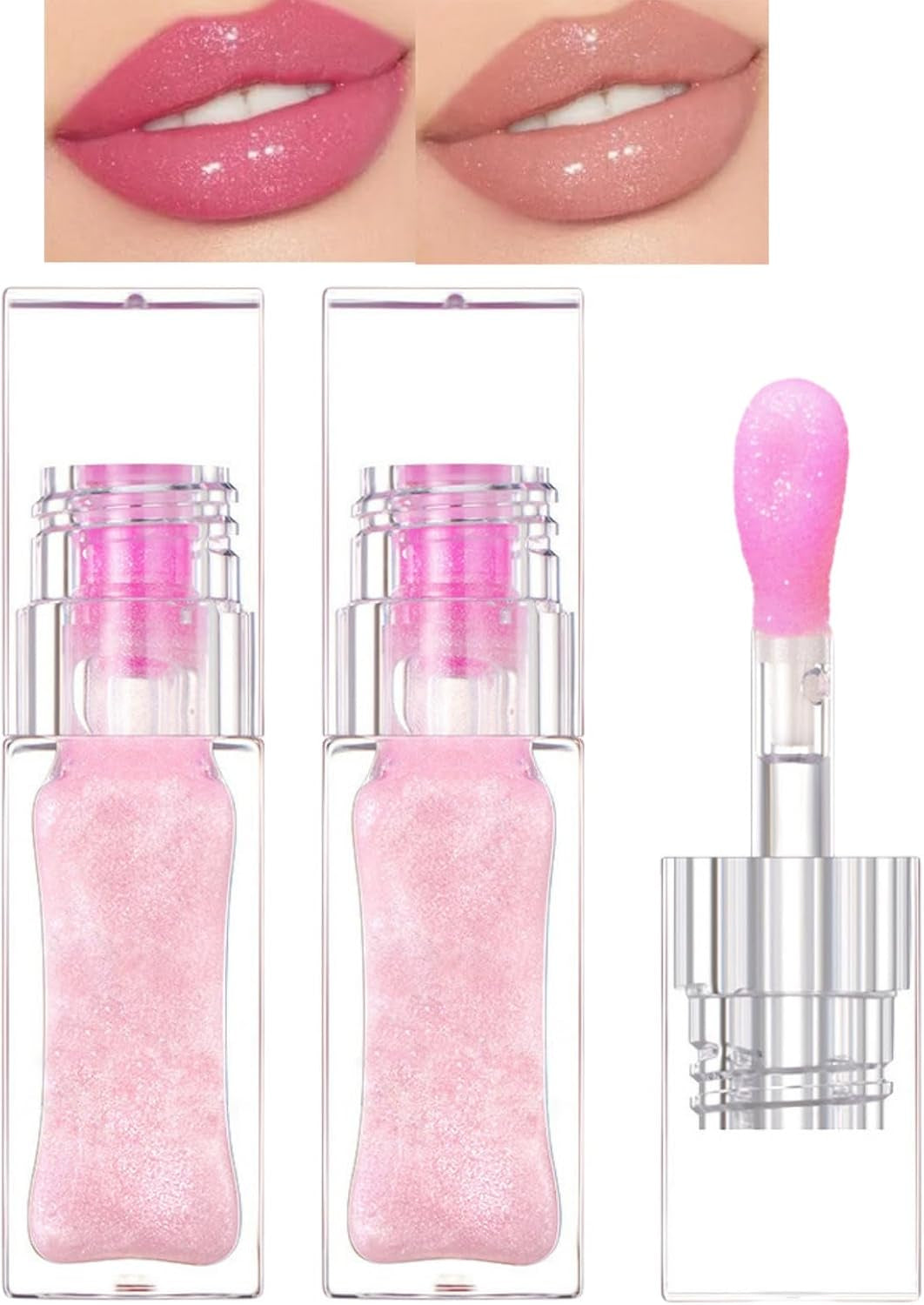 2PCS Magic Color Changing Lip Oil Stain,Magic Color Change Lip Glow Oil,Warm Change Moisturizing Lip Gloss,Hydrating Plumping Lip Gloss Lip Oil,Shimmery Color Changing Lip Glow Oil,Tinted Lipstick