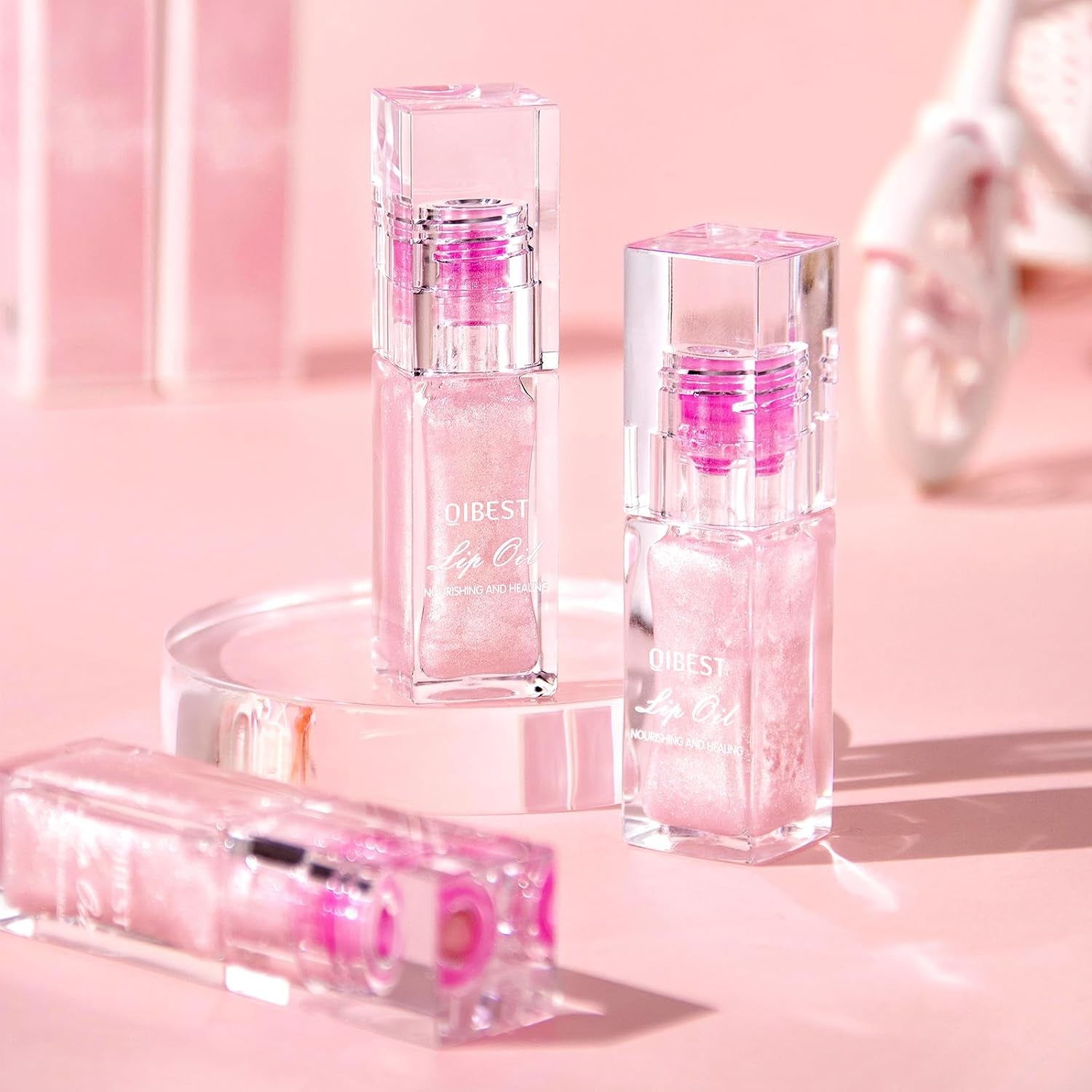 Magic Color Changing Lip Oil, Warm Change Moisturizing, Long Lasting Nourishing Big Brush Lip Gloss (#1)
