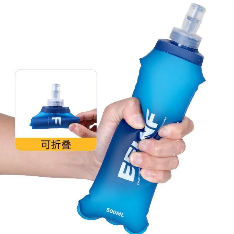 500Ml Water Bottle TPU Folding Soft Flask Sport Water Bottle Bag Collapsible Water Bottle Running Camping Hiking