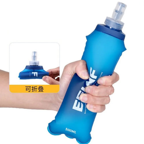 500Ml Water Bottle TPU Folding Soft Flask Sport Water Bottle Bag Collapsible Water Bottle Running Camping Hiking