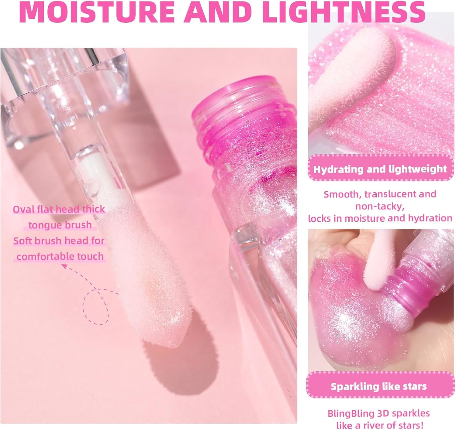 Magic Color Changing Lip Oil, Warm Change Moisturizing, Long Lasting Nourishing Big Brush Lip Gloss (#1)