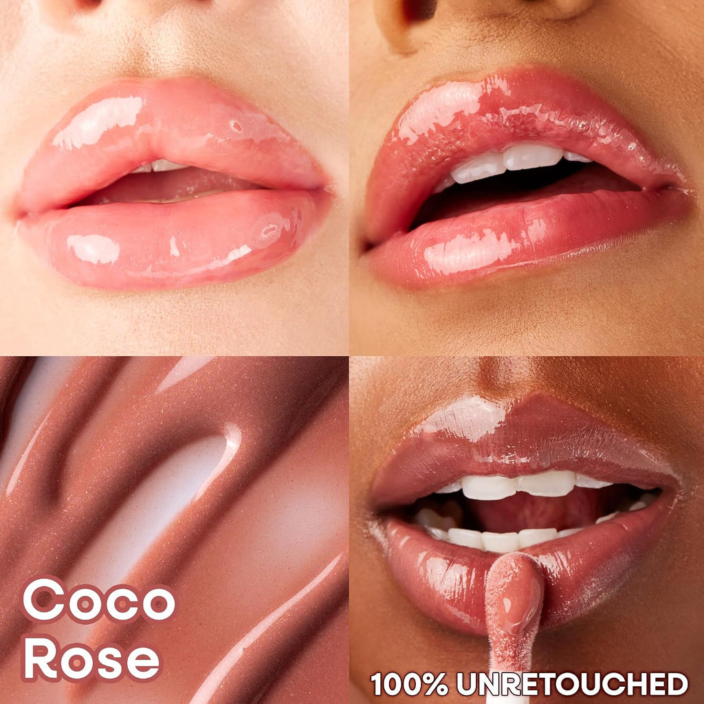 Tinted Lip Oil, Nourishing & Non-Sticky Brown Lip Gloss Powered by 7 Natural Oils, Lightweight Formula for Mirror-Like Glow Effect, Cocoa Rose Shade