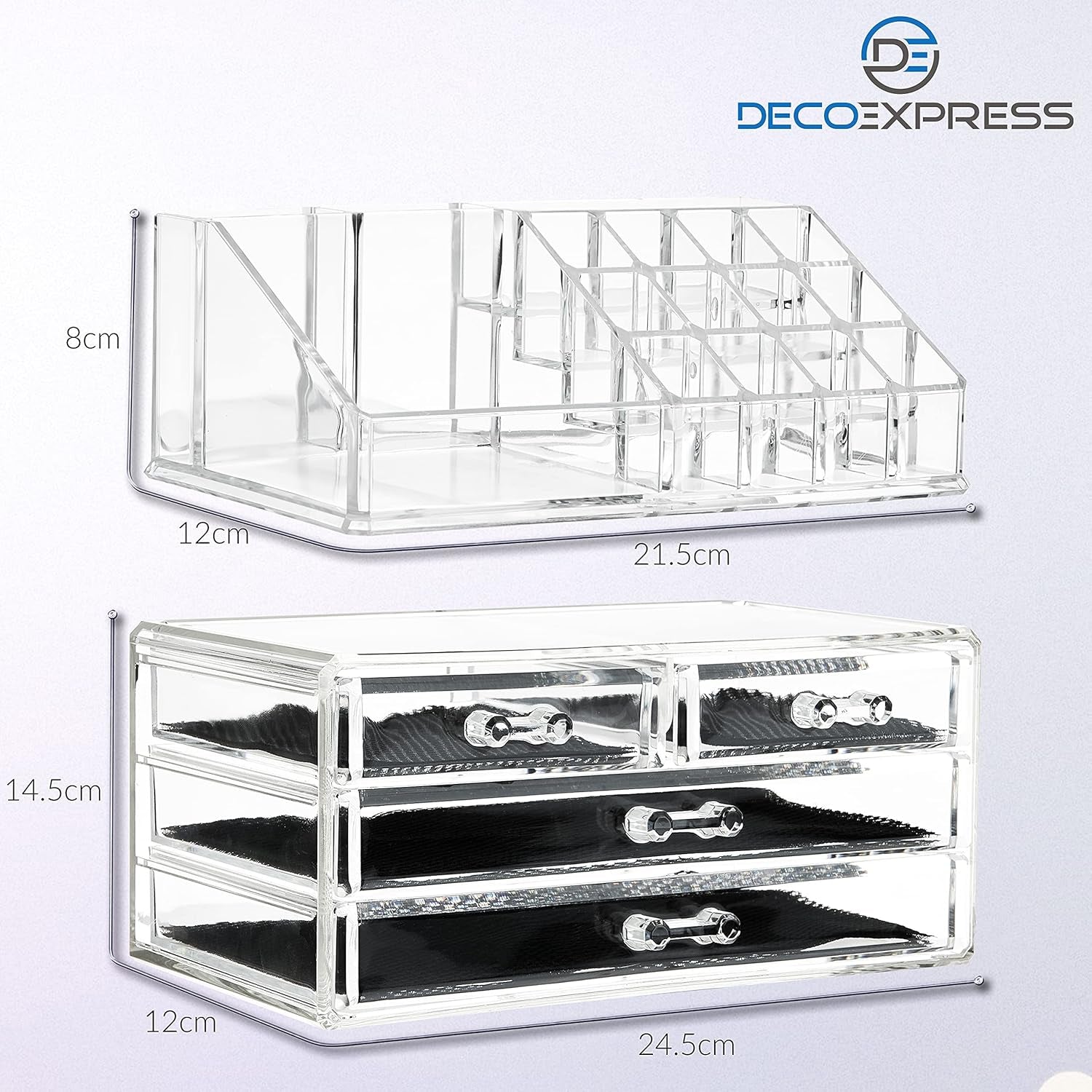 Acrylic Makeup Organizer for Women and Teenagers - 4-Tier Cosmetic Storage Box for Bathroom and Bedroom, Dimensions: 12cm x 24cm x 22cm, Clear Design for Beauty and Skincare Products
