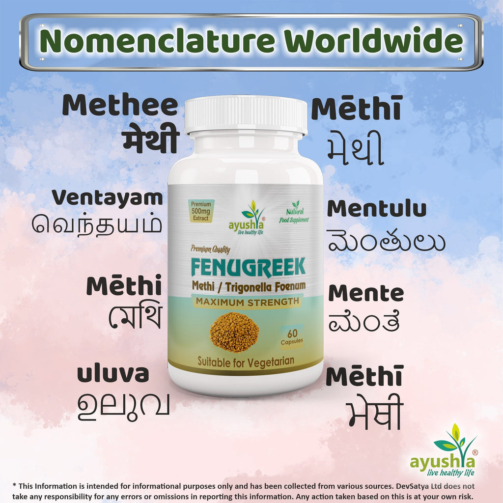Ayushya Fenugreek Capsules (Methi) Metabolic Wellness Support - Vegan, Gluten Free, Non-GMO, 60 Capsules