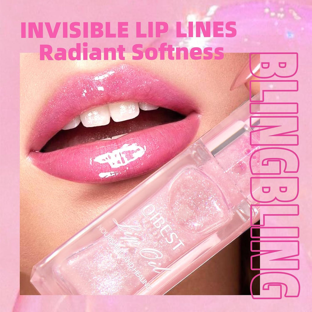 Magic Color Changing Lip Oil, Warm Change Moisturizing, Long Lasting Nourishing Big Brush Lip Gloss (#1)