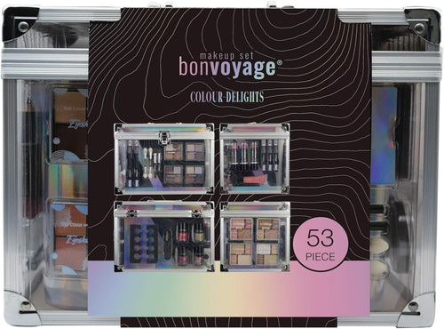 , Makeup Kit with Lipstick, Eyeshadows, Blush, Manicure and Pedicure Set and More, Portable and Lightweight Transparent Case, Colour Delights