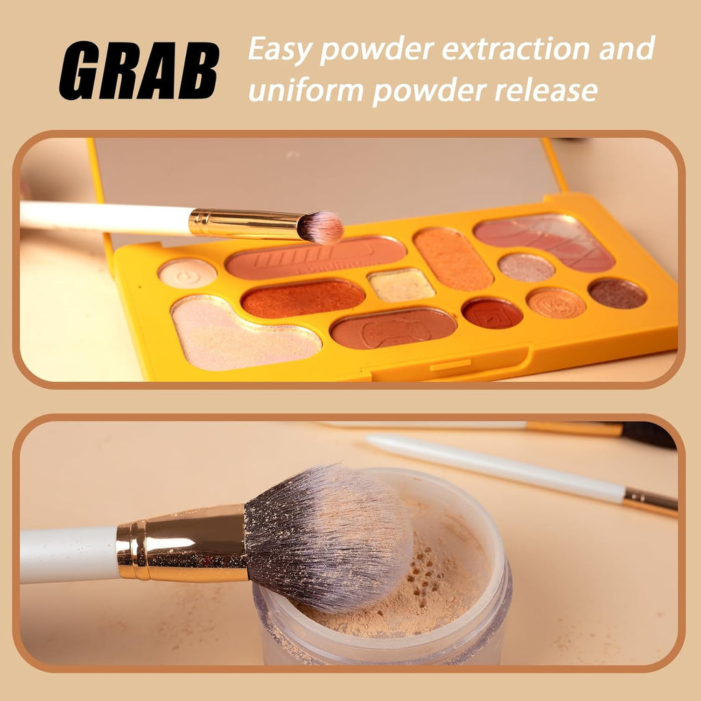 Professional Makeup Brush Set (12 Pieces) with Pearl Finish Handles - Ergonomic Design for Effortless Application, Complete Travel Makeup Brush Collection with Case