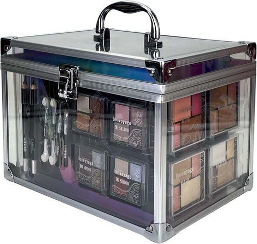 , Makeup Kit with Lipstick, Eyeshadows, Blush, Manicure and Pedicure Set and More, Portable and Lightweight Transparent Case, Colour Delights