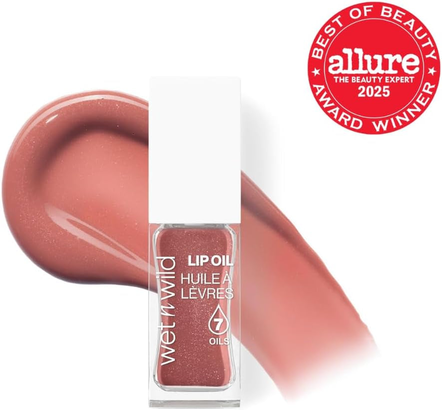 Tinted Lip Oil, Nourishing & Non-Sticky Brown Lip Gloss Powered by 7 Natural Oils, Lightweight Formula for Mirror-Like Glow Effect, Cocoa Rose Shade