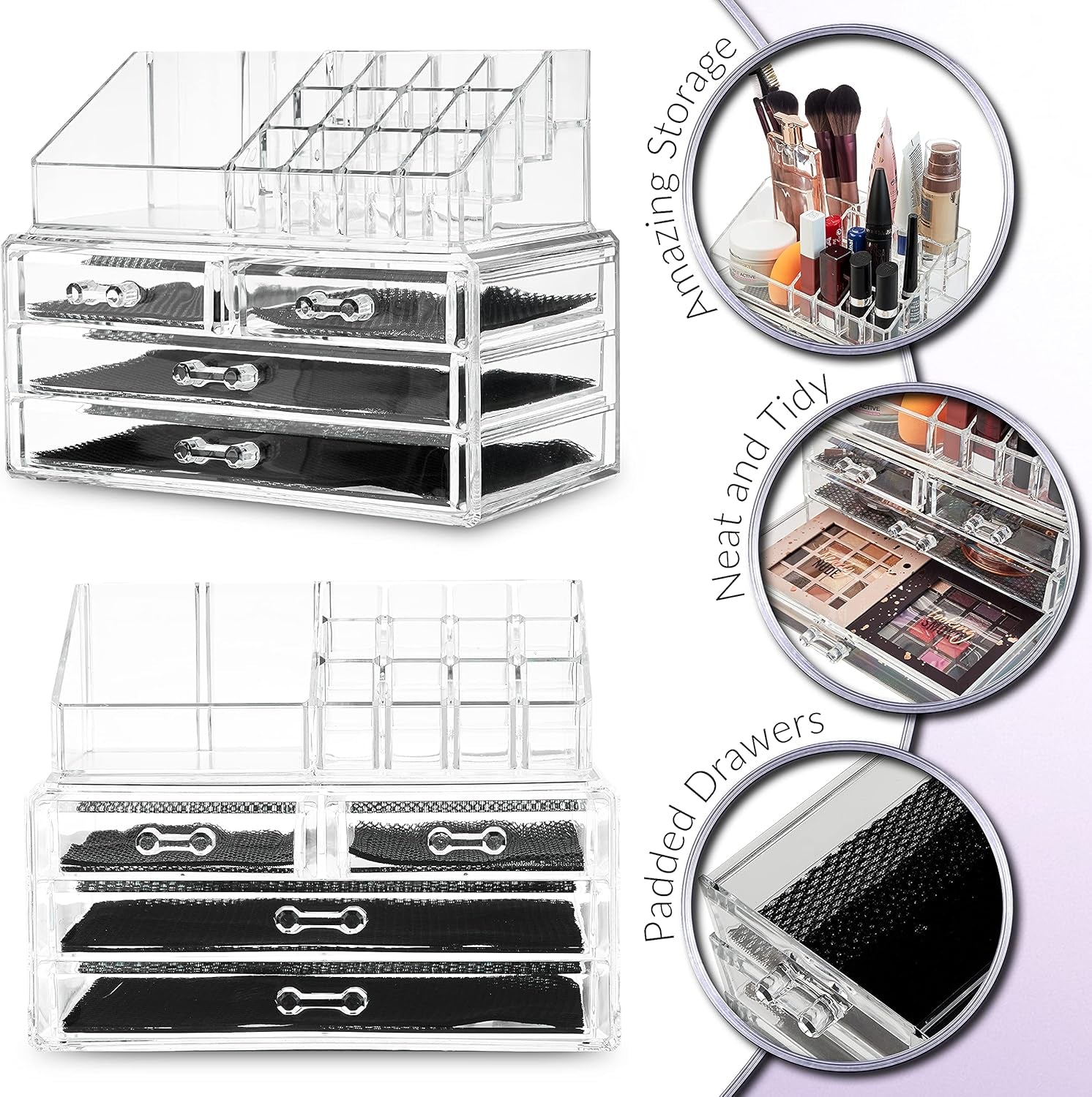 Acrylic Makeup Organizer for Women and Teenagers - 4-Tier Cosmetic Storage Box for Bathroom and Bedroom, Dimensions: 12cm x 24cm x 22cm, Clear Design for Beauty and Skincare Products