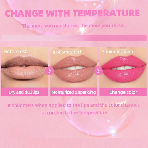 2PCS Magic Color Changing Lip Oil Stain,Magic Color Change Lip Glow Oil,Warm Change Moisturizing Lip Gloss,Hydrating Plumping Lip Gloss Lip Oil,Shimmery Color Changing Lip Glow Oil,Tinted Lipstick