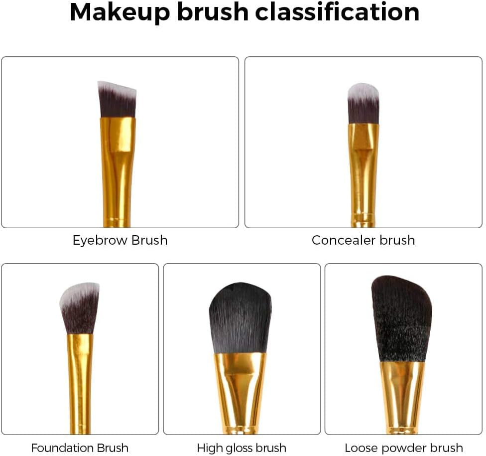 Makeup Brush Set Attack on Titan Anime Collection for Foundation Blush Eyeshadow Face Concealer Eyeliner Contour Powder Liquid Eye, Gift for Girls Women, Attack on Titan Merch, 5 Pcs, Gold